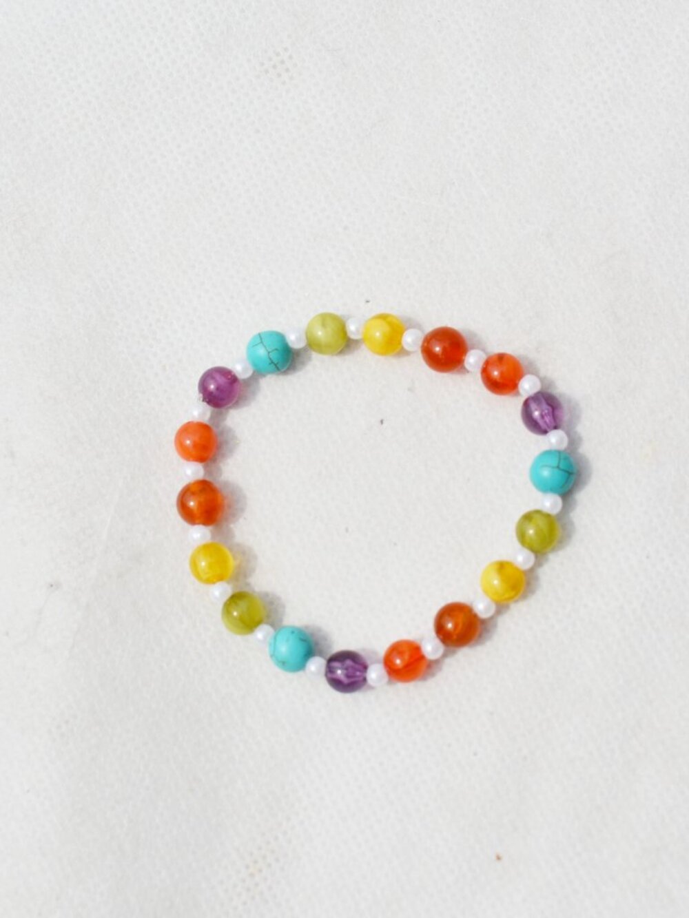Upcycled Rainbow Pride Beaded Bracelet